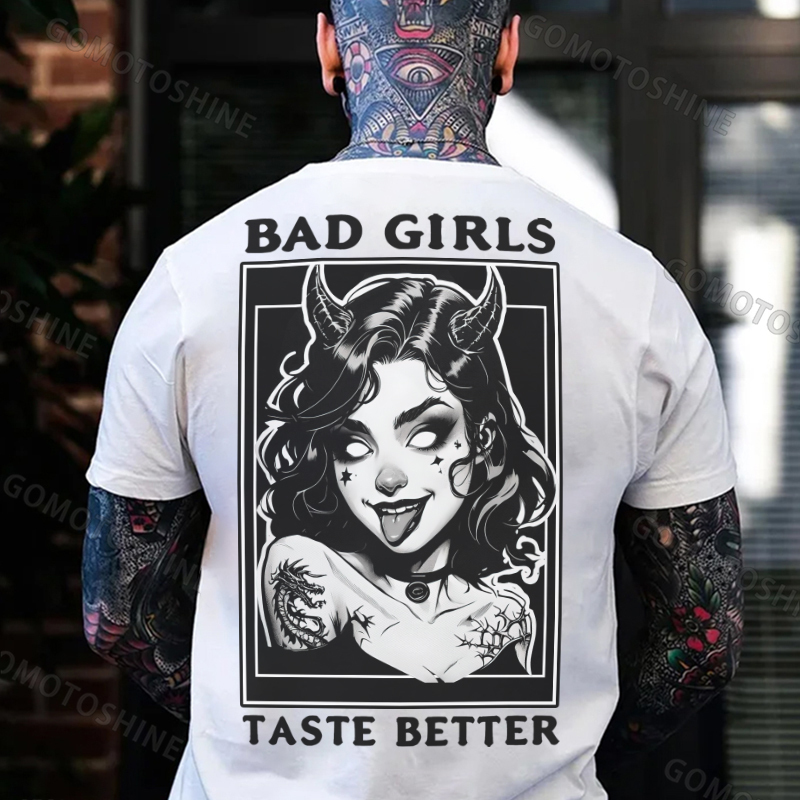 BAD GIRLS TASTE BETTER Devil Girl Print Men's T-Shirt