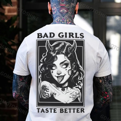 BAD GIRLS TASTE BETTER Devil Girl Print Men's T-Shirt