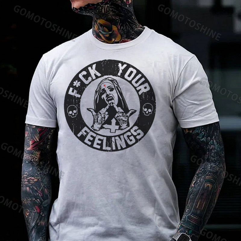 F*CK YOUR FEELINGS Defiant Nun Print Men's T-Shirt