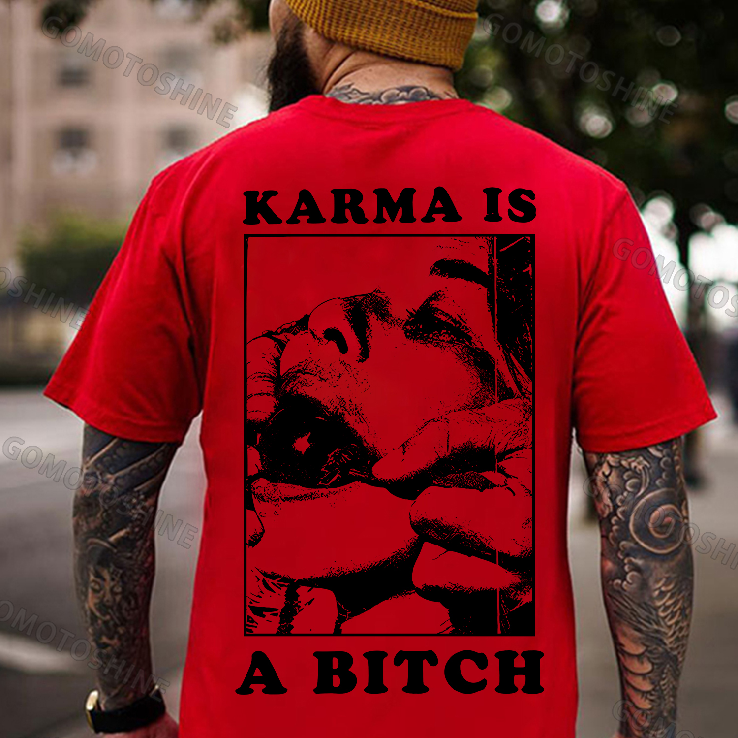 KARMA IS A BITCH Ball Gag Woman Print Men's T-Shirt