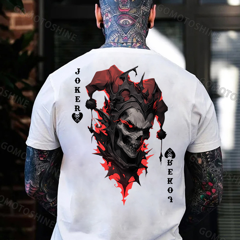 POKER JOKER Evil Skull Print Men's T-Shirt