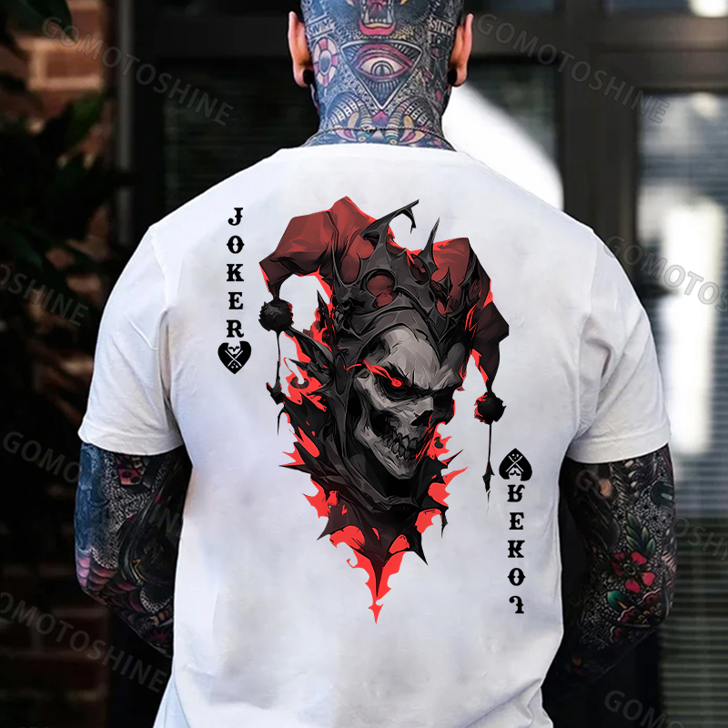POKER JOKER Evil Skull Print Men's T-Shirt