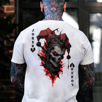 POKER JOKER Evil Skull Print Men's T-Shirt
