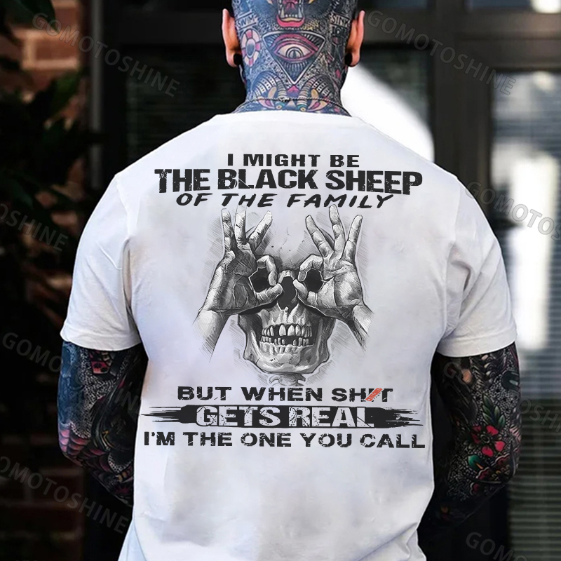I MIGHT BE THE BLACK SHEEP OF THE FAMILY Skull With OK Print Men's T-Shirt