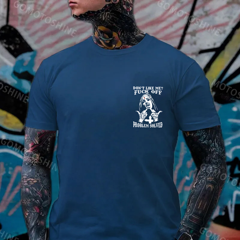 DON'T LIKE ME Defiant Nun Black Print T-Shirt