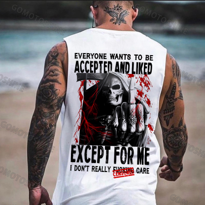 EVERYONE WANTS TO BE ACCEPTED Defiant Skeleton Print Men's Vest