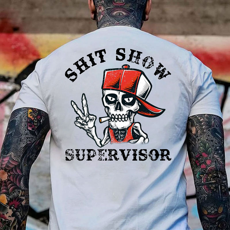 SHIT SHOW SUPERVISOR Skull Print T-Shirt Image - 1