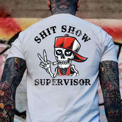 SHIT SHOW SUPERVISOR Skull Print T-Shirt Image - 1