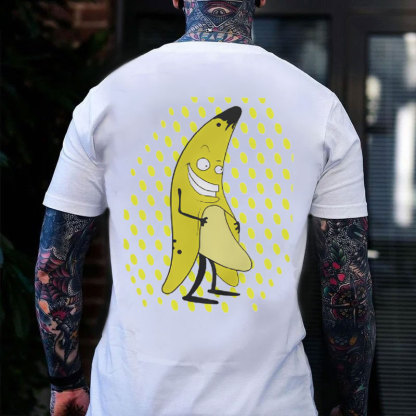 Delight Banana with Naked Body White Print T-Shirt