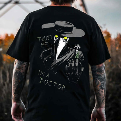 TRUST ME I'M A DOCTOR Crow Vintage Black Print T-Shirt