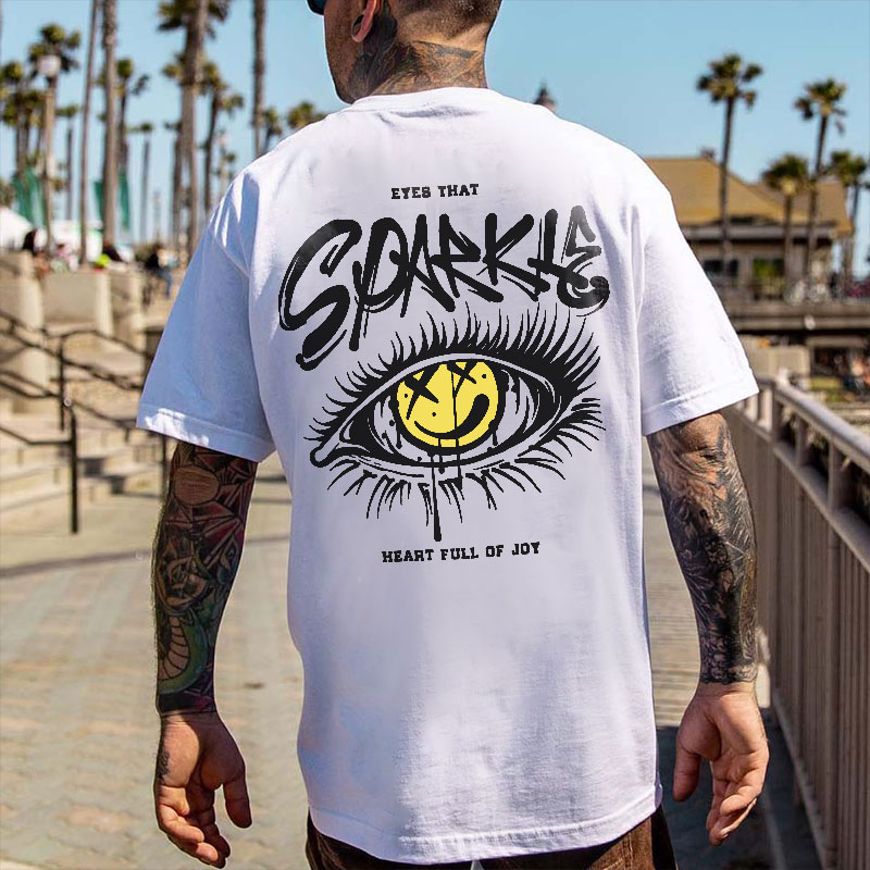 EYES THAT SPARKLE Emoji Eye White Print T-shirt