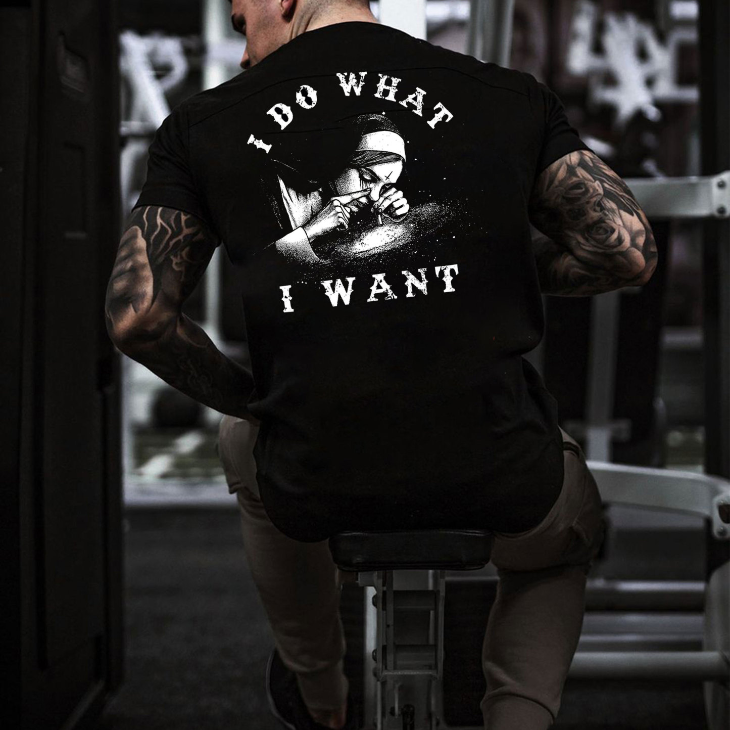 I DO WHAT I WANT Nun Smoking Black Print T-Shirt