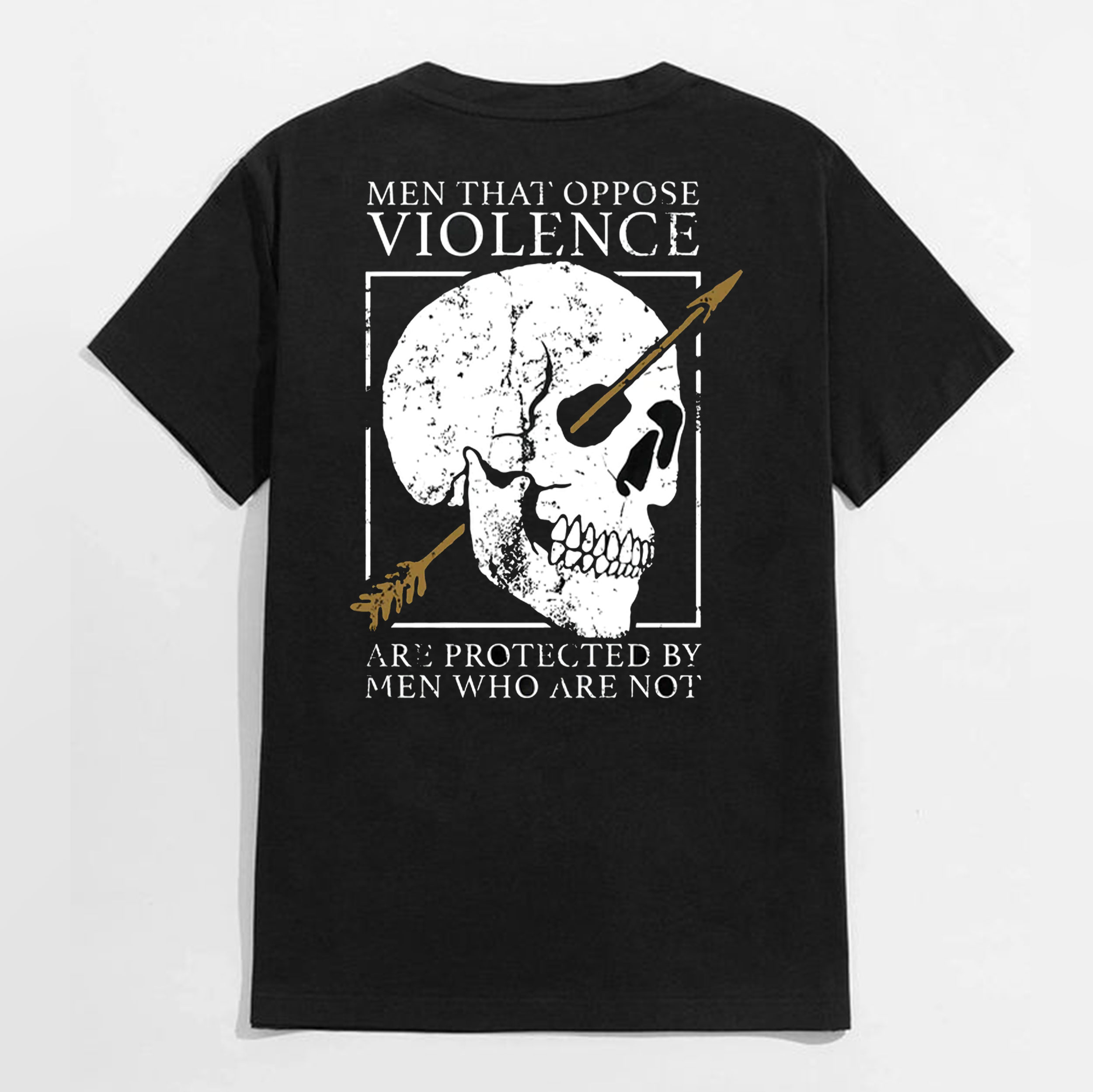Men That Oppose Violence Black Print T-Shirt