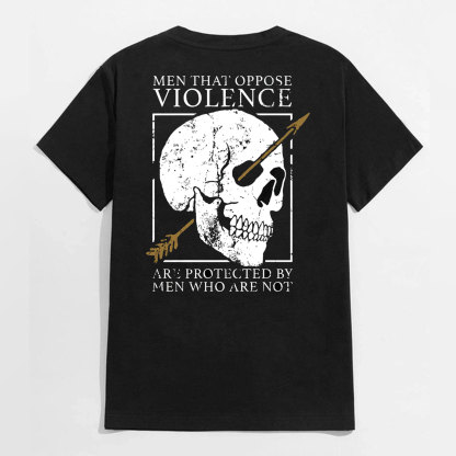 Men That Oppose Violence Black Print T-Shirt