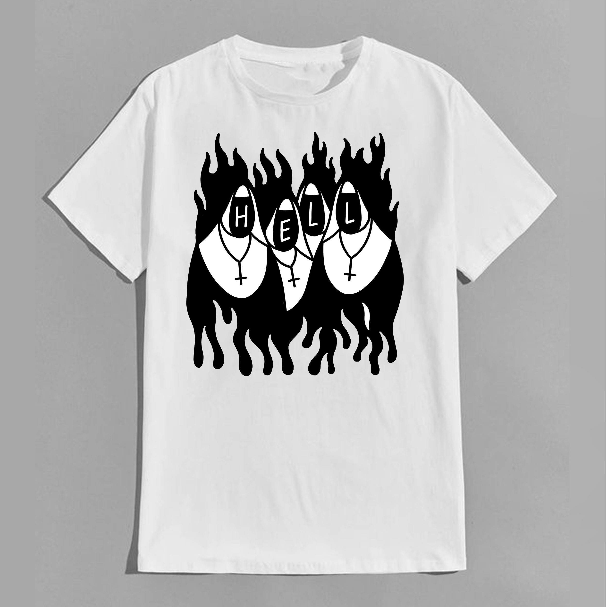 Hell Nun White Print T-Shirt