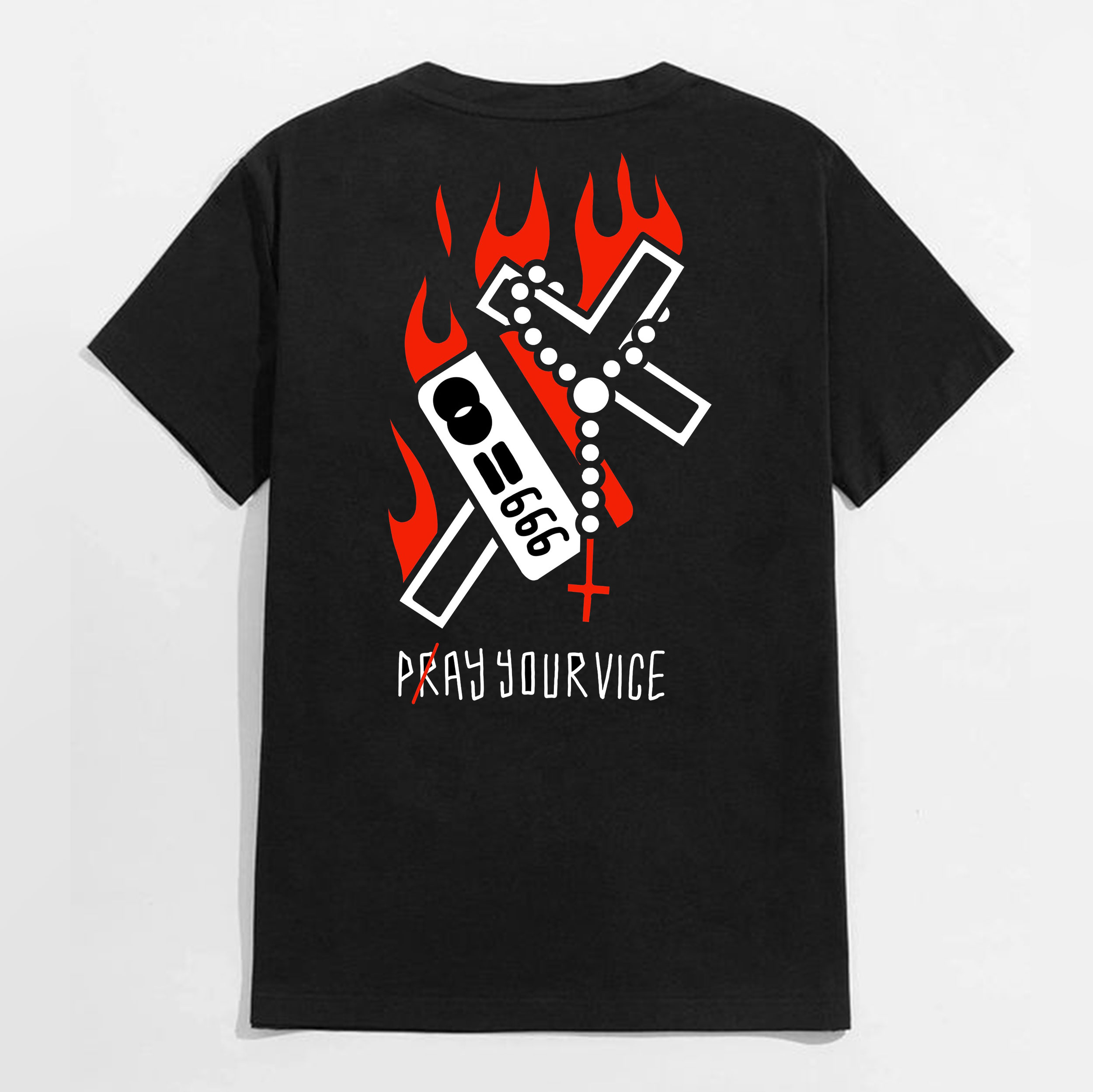 Pray Your Vice Black Print T-Shirt