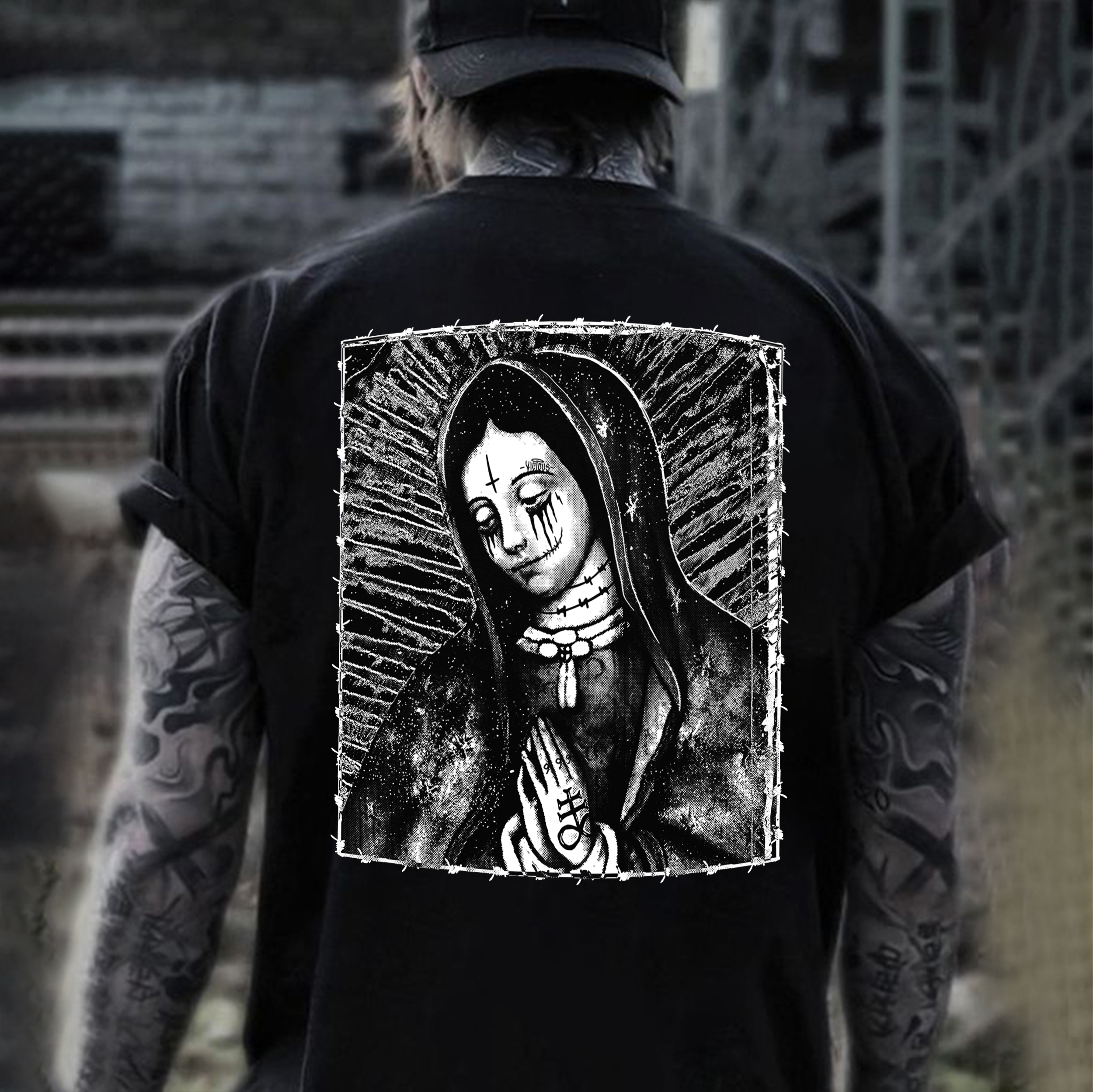 Praying Nun Black Print T-Shirt