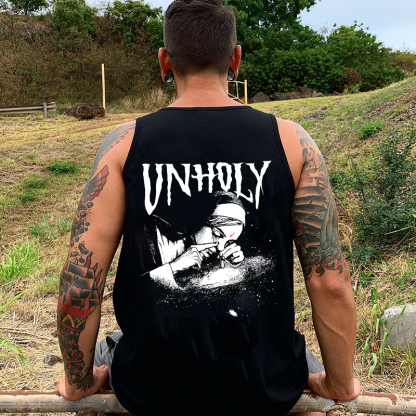 UNHOLY Nun Black Print Vest