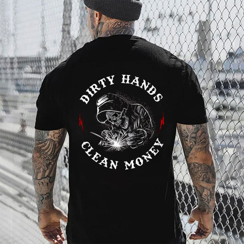DIRTY HANDS CLEAN MONEY Black Print T-Shirt