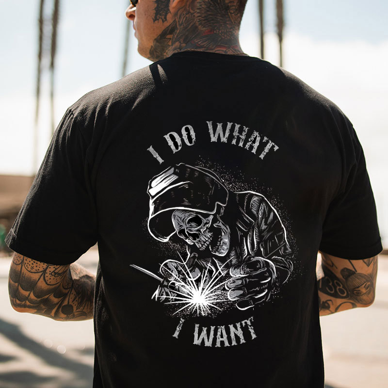 I DO WHAT I WANT Skeleton Black Print T-Shirt