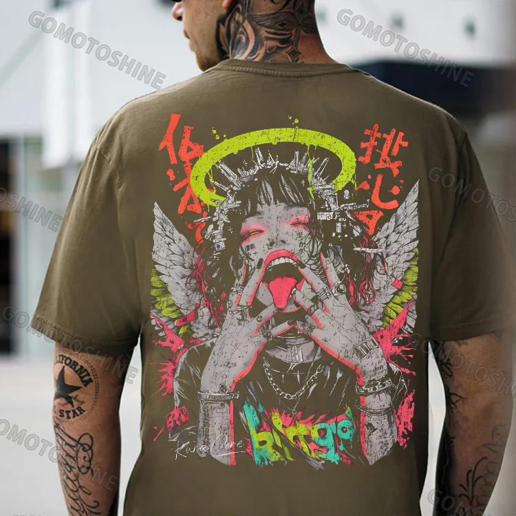 Crazy Angel Girl Print Men's T-Shirt