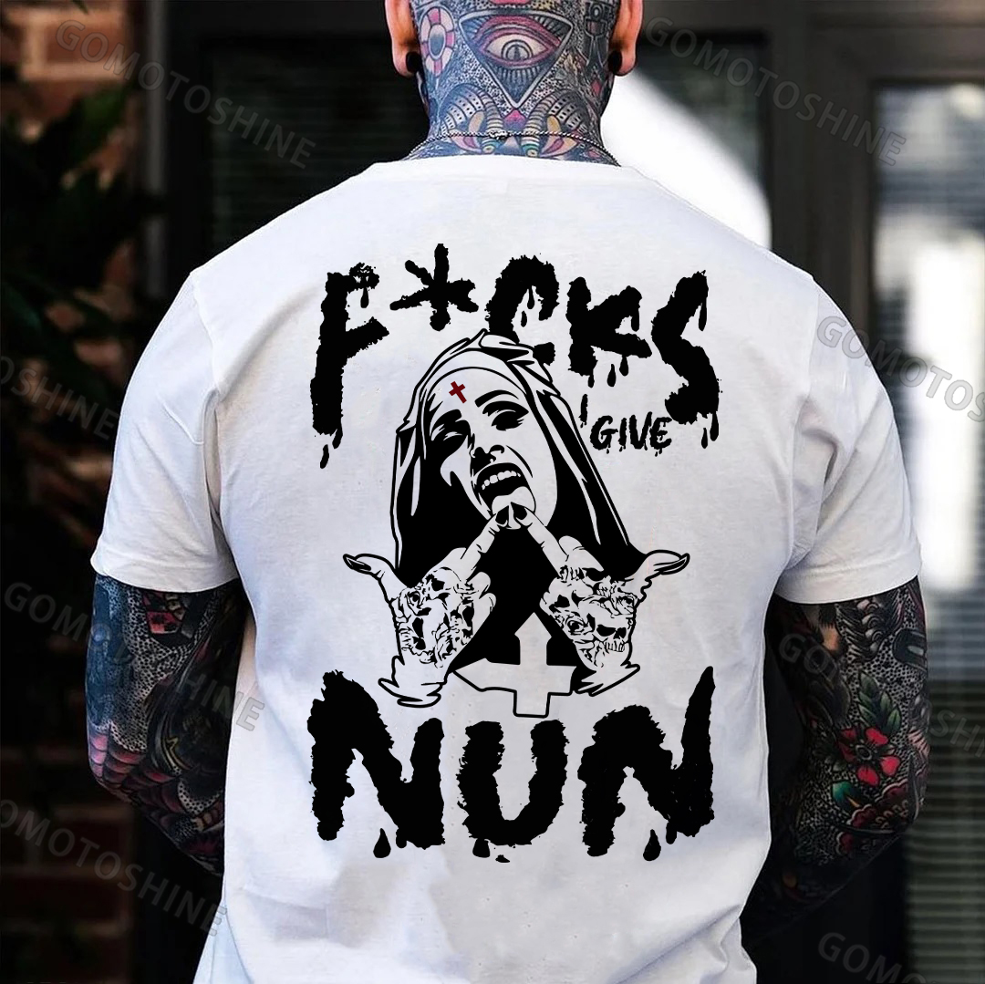 FUCKS I GIVE NUN Defiant Nun Print Men's T-Shirt