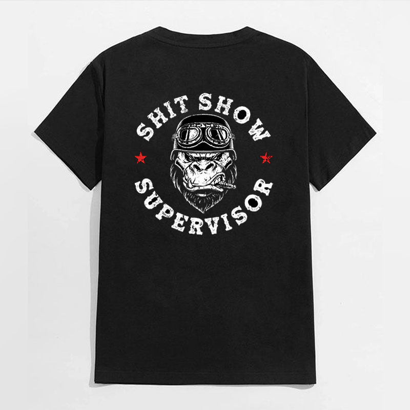 SHIT SHOW SUPERVISOR Chimpanzee Black Print T-shirt