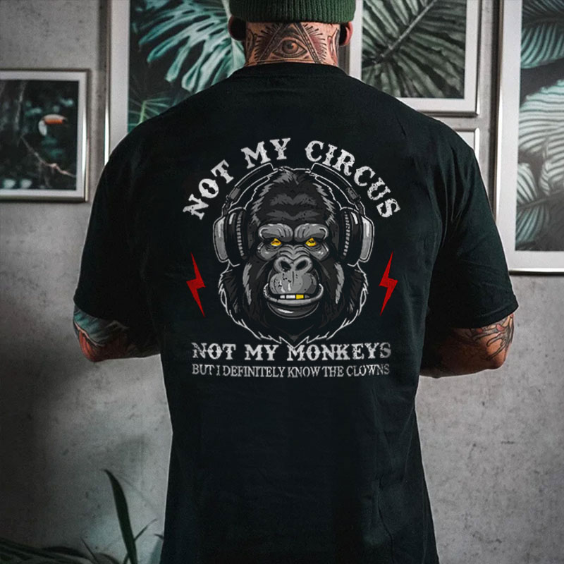 NOT MY CIRCUS NOT MY MONKEY Black Print T-shirt