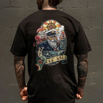 OLD SALT Captain Coastal Style Black Print T-shirt