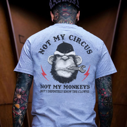 NOT MY CIRCUS NOT MY MONKEY Black Print T-shirt