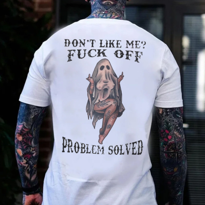 DON'T LIKE ME FUCK OFF Naughty Sexy Lady Ghost With Tattoo Print Men's T-shirt