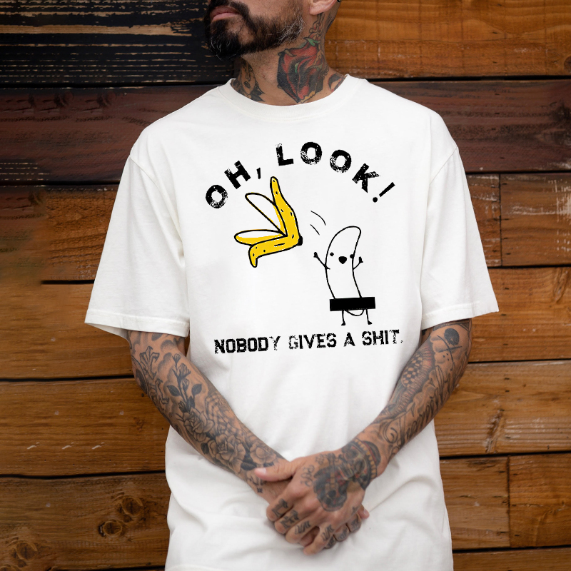OH LOOK NOBODY GIVES A SHIT Peeled Banana Print Men's T-shirt