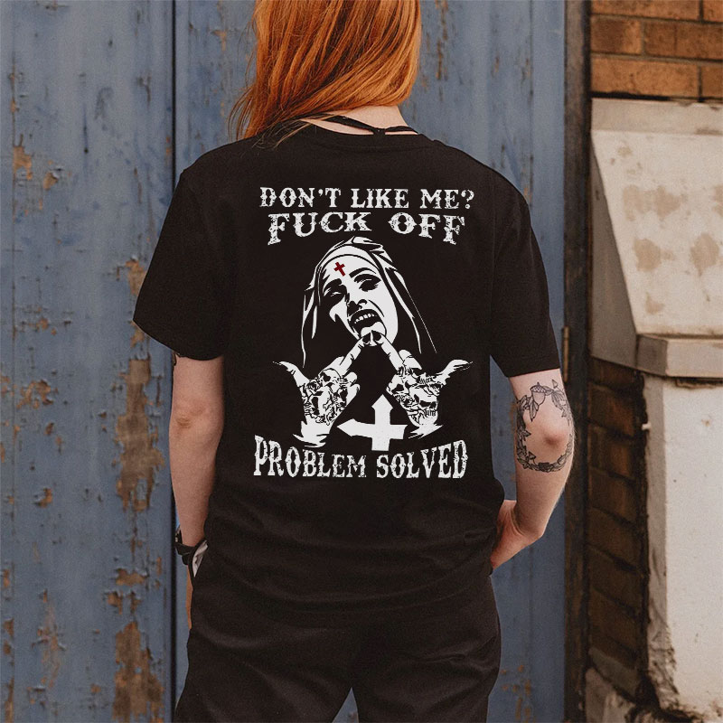 DON'T LIKE ME Defiant Nun Print Women's T-shirt