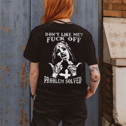 DON'T LIKE ME Defiant Nun Print Women's T-shirt