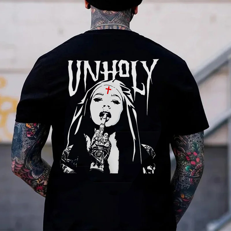 UNHOLY Defiant Nun Print Men's T-shirt