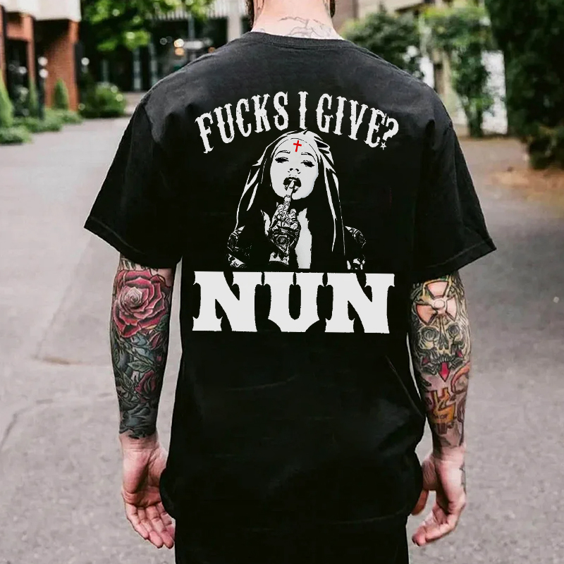 FUCKS I GIVE Defiant Nun Print Men's T-shirt