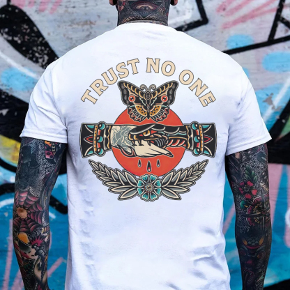 TRUST NO ONE Snake&Hand Print Men's T-Shirt