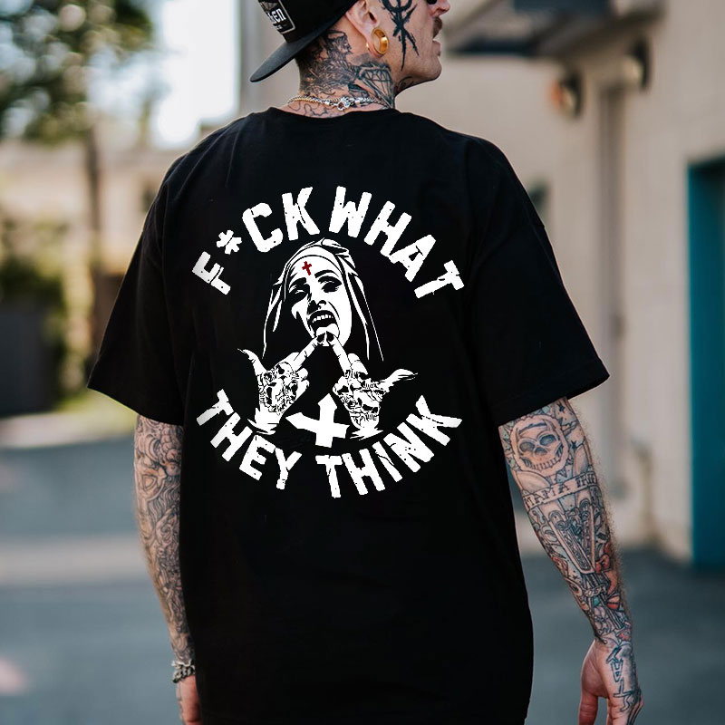 FUCK WHAT THEY THINK Defiant Nun Print Men's T-shirt