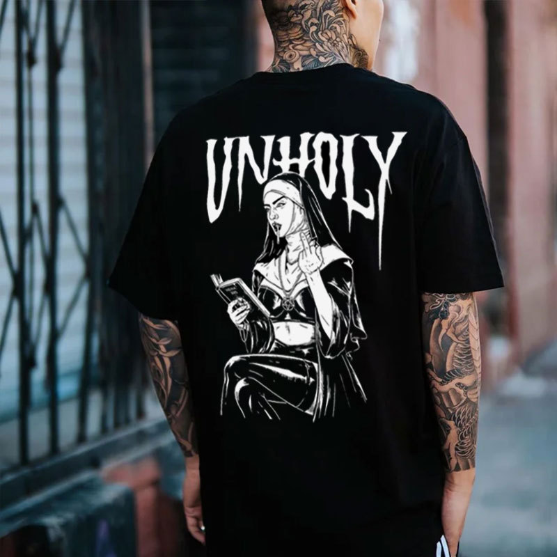 UNHOLY Defiant Nun Print Men's T-shirt