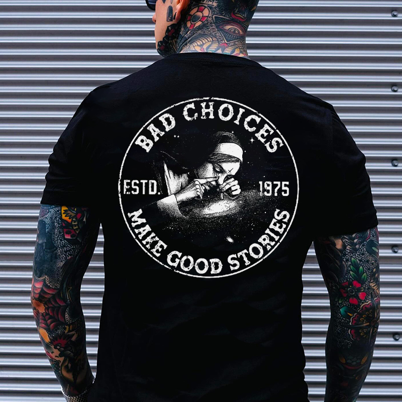 BAD CHOICES MAKE GOOD STORIES Smoking Nun Print Men's T-shirt