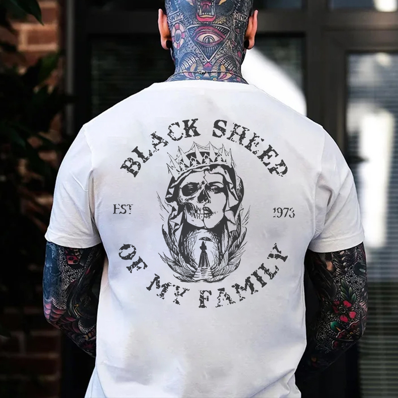 BLACK SHEEP OF MY FAMILY Skull Queen Print Men's T-shirt