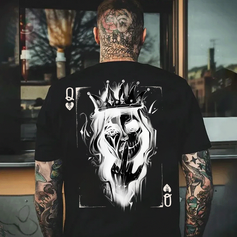 Queen Of Cards White Print T-shirt