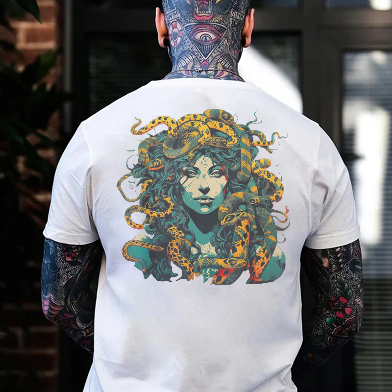Gothic Queen with Snakes Black Print T-Shirt