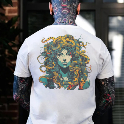 Gothic Queen with Snakes Black Print T-Shirt
