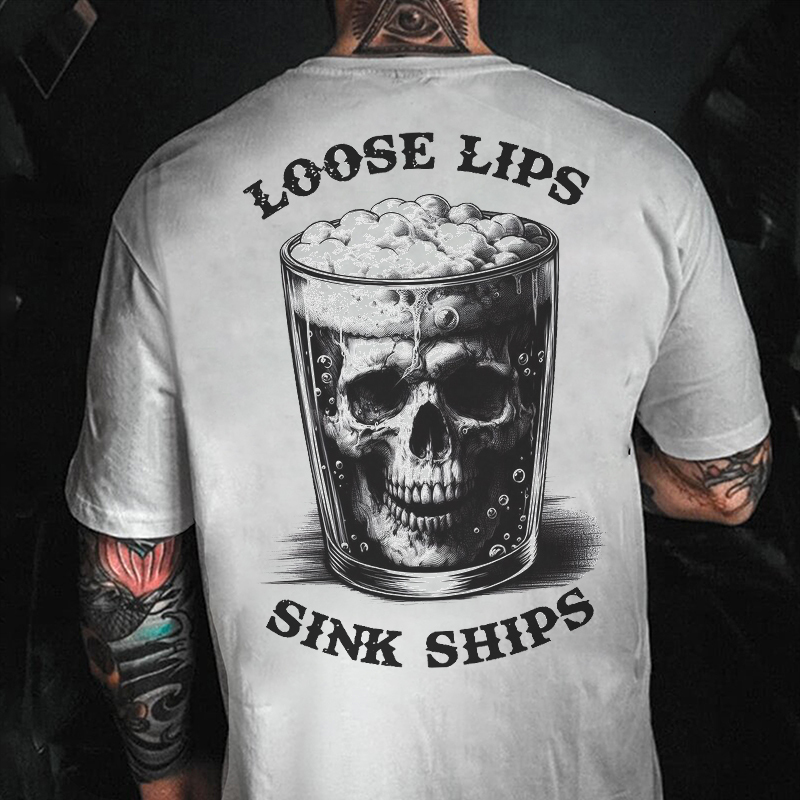 LOOSE LIPS SINK SHIPS Skull Liquor Print Men's T-shirt