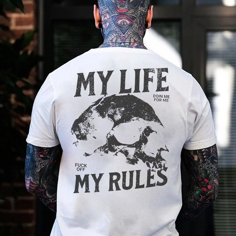 MY LIFE MY RULES Skull Print Men's T-Shirt