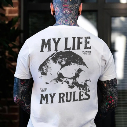 MY LIFE MY RULES Skull Print Men's T-Shirt