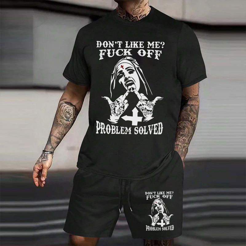 DON'T LIKE ME FUCK OFF Defiant Nun Print Men's Suit