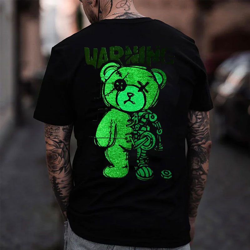 WARNING Deconstructed Bear Doll Print Men's T-Shirt