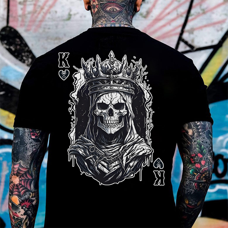 Poker K Skeleton King Print Men's T-Shirt